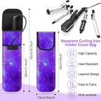 Shappy 2 Pcs Heat Resistant Hair Tools Bag Curling Iron Travel Case Cover Neoprene Flat Iron Holder Travel Case and Silicone Mat Pouch for Hot Hair Tools Storage Organizer(Starry Sky)