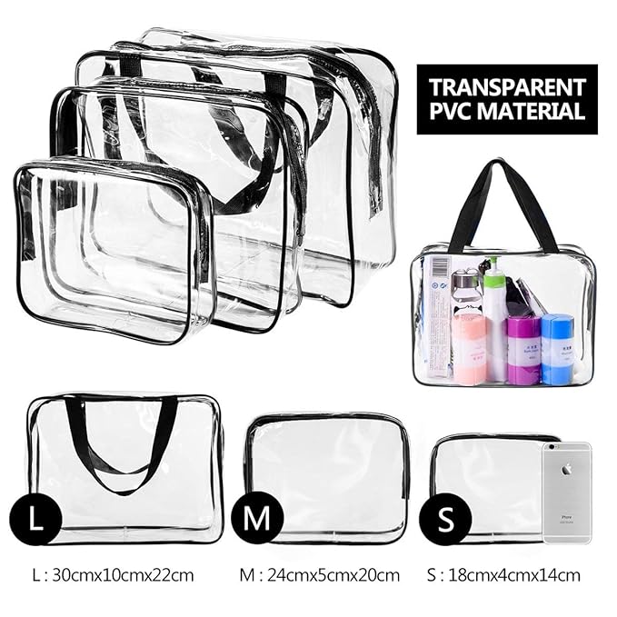5Pcs Crystal Clear PVC Travel Toiletry Bag Kit - Image 6