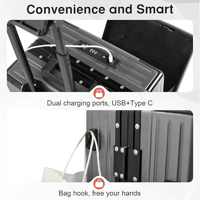 24 Inch Check-In Luggage Aluminum Frame Zipperless Luggage, Hard Shell Suitcase - Image 5