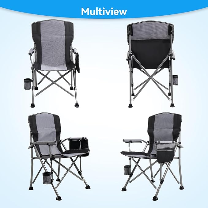 Camping Chair for Adults Heavy Duty Outdoor Patio Lawn Chairs Portable Support - Image 7