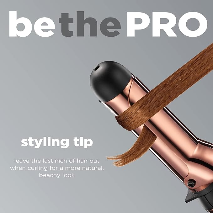 INFINITIPRO BY CONAIR Rose Gold Titanium 1 1/2-Inch Curling Iron, 1 ½ inch barrel produces soft waves – for use on medium and long hair