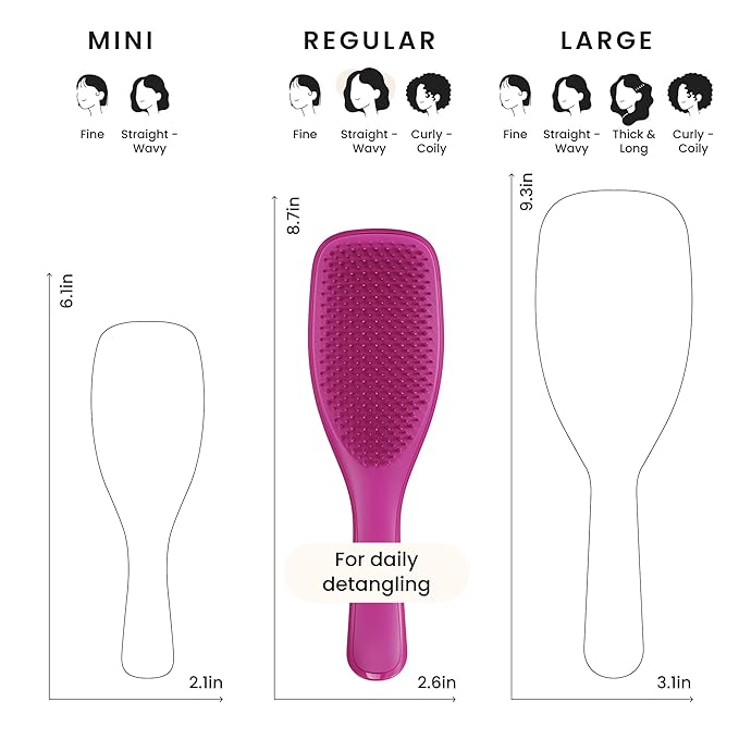 Tangle Teezer Ultimate Detangler Brush for Wet & Dry Hair, Eliminates Knots & Reduces Breakage for Straight to Wavy Hair Types, Electric Raspberry