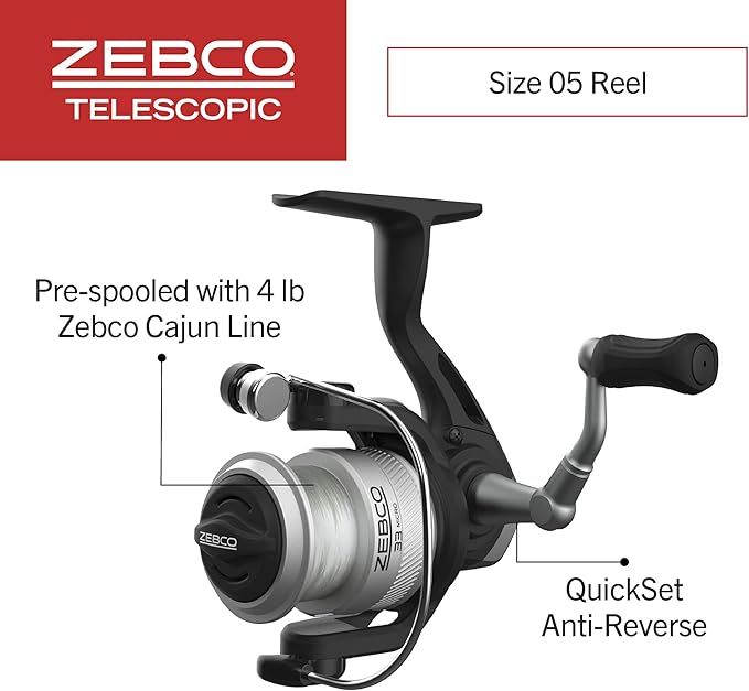 Zebco 33 Spinning Reel and Telescopic Fishing Rod Combo - Image 3
