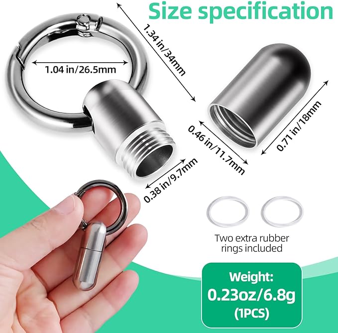 Titanium Keychain Pill Holder Waterproof Lightweight Portable Pocket Mini Pill - Image 2