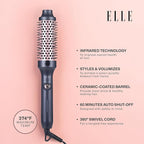 Elle - Infrared Heated Round Brush, Gentle Heat Effortless Volume and Shine (Black)