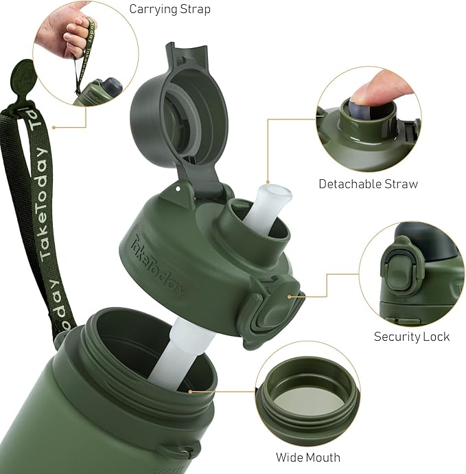 TakeToday Collapsible Water Bottles 20oz, Leak Proof, Foldable Silicone Travel - Image 6