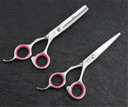 Professional Hair Cutting Scissors Shears Barber Thinning Set Kit- Family Hair Cutting,Barber Hair Cutting Tool Thinning texturizing/Pink 6"