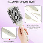 Fast Dry Round Brush with Ceramic Ion Thermal Barrel and Nylon Bristles,Argan oil Round Hair Brush for Blow Drying,Styling,Curling,Straightening, Perfect Styling .for All Hair Types-53mm
