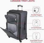 SwissGear Sion Softside Expandable Luggage, Dark Grey, 3-Piece Set - Image 4