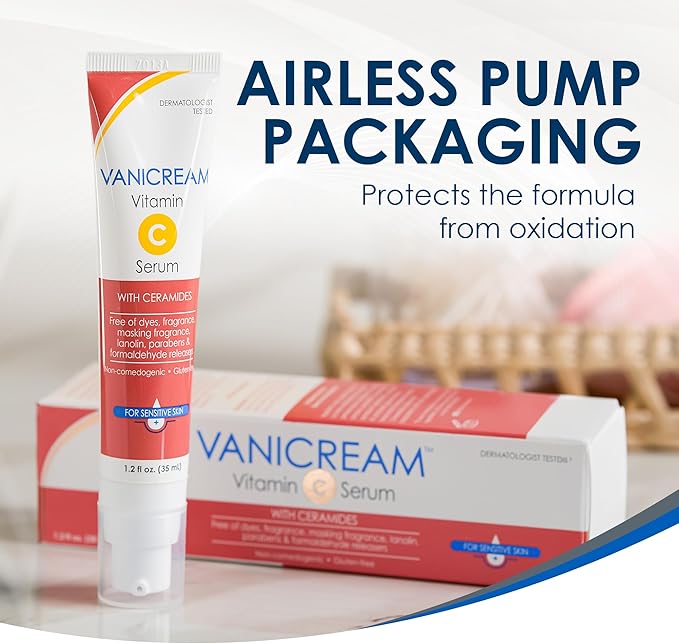 Vanicream Vitamin C Serum, 1.2 Fl Oz, Formulated without Common Irritants for Sensitive Skin, Milky and Lightweight Brightening Serum, Hydrates & Boosts Glow, Dermatologist-Tested