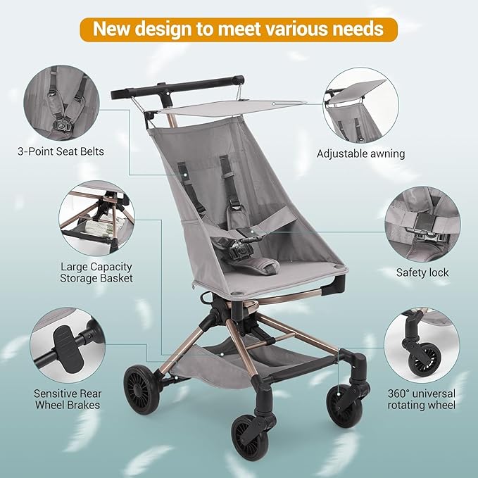 Jojoka Lightweight Stroller for Airplane, Compact Strollers for Travel - Image 3
