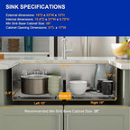 Dcolora 33 In. Double Bowl Kitchen Sink Undermount Sink Workstation Stainless - Image 6