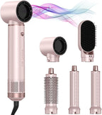 5 in 1 Hair Styler & Hot Air Brush - Air Curling Wrap with Low-Speed Negative Ion Technology, Hair Dryer Brush for Drying, Curling, Straightening & Styling, Hair Styling Tools at Home (Pink)