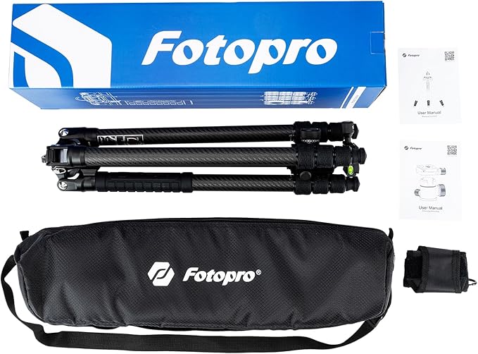 Fotopro Carbon Fiber Tripod 64 Inch 360 Degree Ball Head Quick Release Plate - Image 6