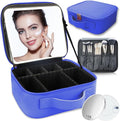 Makeup Bag with Led Mirror, Travel Makeup Organizer with 3 Color Setting & 10X by SUILU