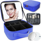 Makeup Bag with Led Mirror, Travel Makeup Organizer with 3 Color Setting & 10X by SUILU