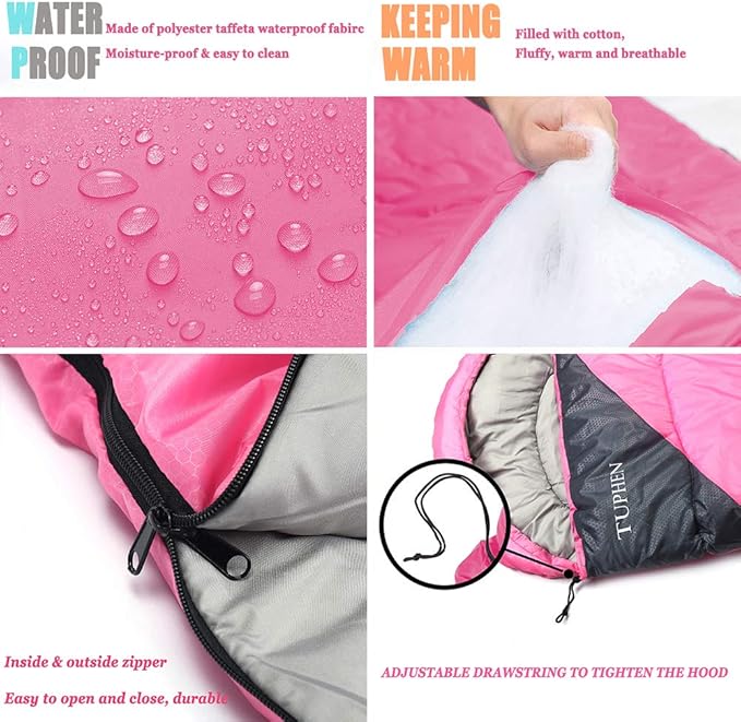 tuphen- Sleeping Bags for Adults Kids Boys Girls Backpacking Hiking Camping - Image 2