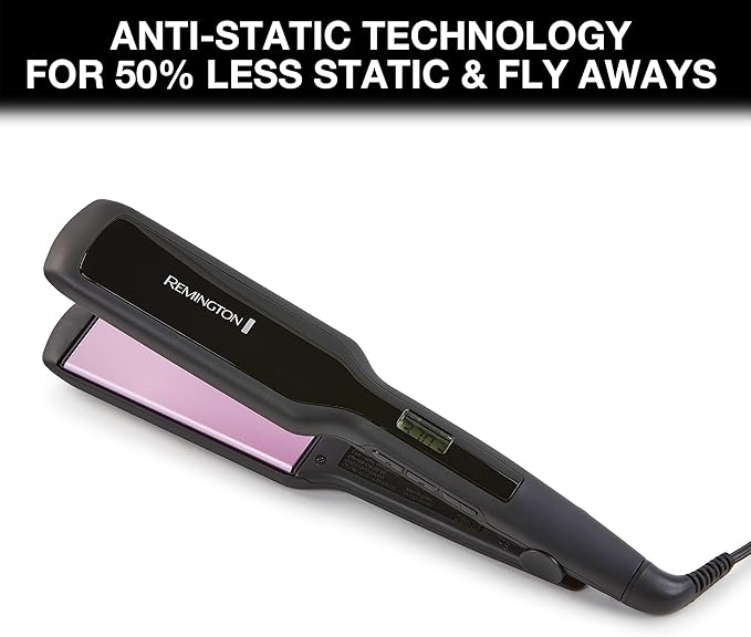 Remington 1 3/4" Flat Iron, Hair Straightener with Anti-Static Technology, 30-Second Heat Up & 60 Minute Auto Shut-off, 30% Longer Ceramic Floating Plates, Titanium + Ceramic Coating