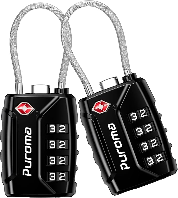 Puroma 2 Pack TSA Approved Luggage Locks, 4 Digit Combination Travel Locks by Puroma