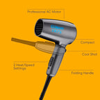 Conair Travel Hair Dryer with Dual Voltage, 1875W Compact Blow Dryer with Folding Handle, Gray