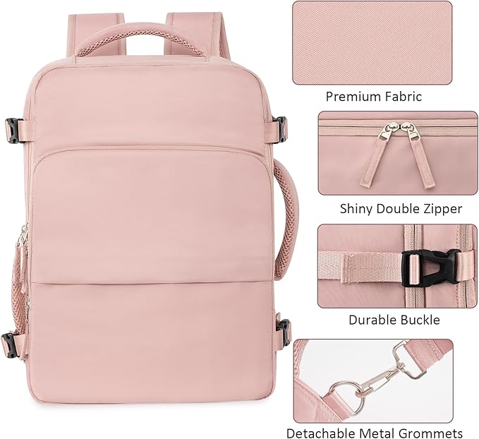 Travel Backpack for Women Men, Travel Laptop Backpack w/USB Charging Port - Image 5