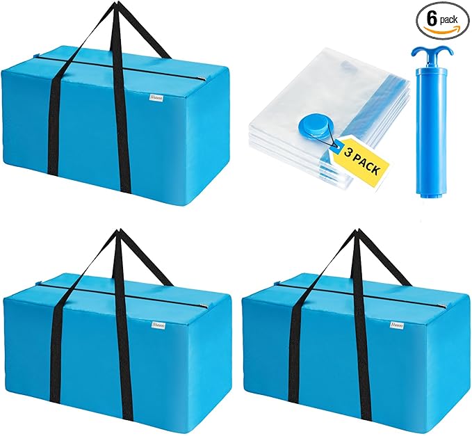 2-in-1 Space Saving Storage Bundle: Extra Large Blue Moving Bag + Transparent by Unknown