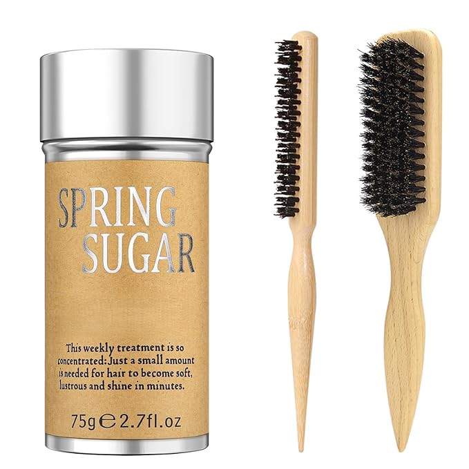 Boar Bristle Slick Back Hair Brush & Wax Stick Set for Smooth Flyaways, Frizz, Sleek, Ponytail, Buns & Baby Hairs, Professional Styling Accessories for Women Men Girls & Kids