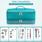 Travel Hair Dryer Case for Shark Flexstyle, Double-Layer Carrying Case for Shark Flex Style Blow Dryer, Portable Hair Tools Storage Organizer Bag for Shark Beauty Hairdryer Attchments (Teal Green)
