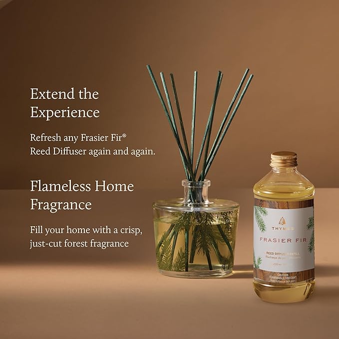 Thymes Reed Diffuser Oil Refill - Diffuser Oils Scents for Home Refill - Use for Reed Stick Room Air Fresheners (Frasier Fir, 7.75 fl oz)
