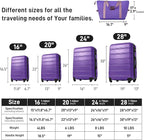 Merax Luggage sets of 13 Piece 16 20 20 28 IN Carry on Luggage Hard Case Purple - Image 6