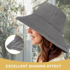 Sun Hats for Women Wide Brim Ponytail UV Protection Beach Hat Packable - Image 4