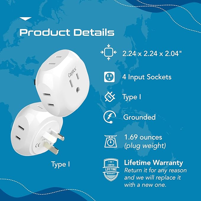 Ceptics Australia, New Zealand, China Travel Plug Adapter - Image 8