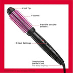 REVLON Silicone Bristle Heated Hair Styling Brush | Fast, Long Lasting Volume for Easy Styling | 1" Barrel for Full Body and Smooth Styles (Black/Pink) (Pack of 3)