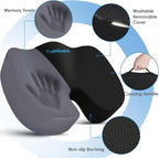 TushGuard Seat Cushion for Office Chair Memory Foam Non-Slip Cushion Back - Image 3