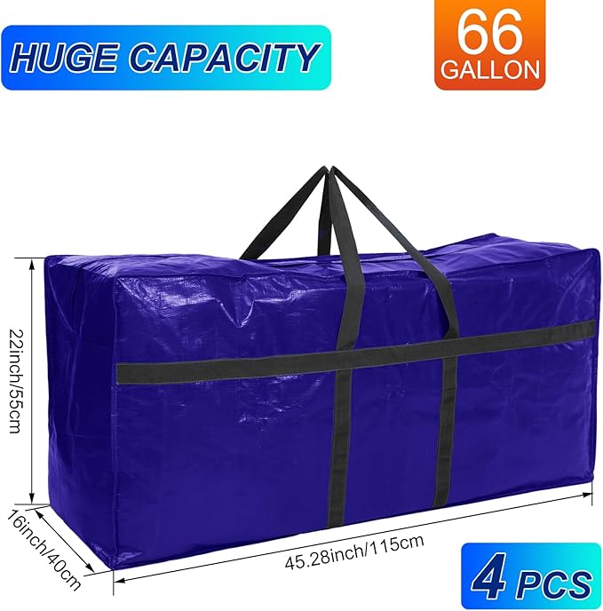 4 Pcs 66 Gallon Large Moving Bags - Image 3