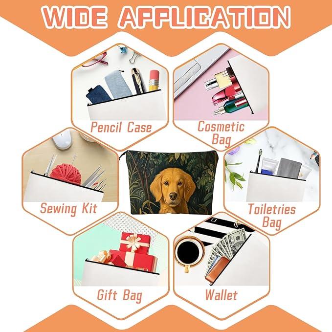 Cosmetic Bags Travel Makeup Toilet Case Waterproof Pouch for Women Girls 6.7X9.45inches - The Serene Allure of A Dog in AJungle Scene