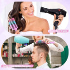 Boar Bristle Hair Brush Curved Vented Detangler Brush Faster Blow Drying, Paddle Detangling Brush for Women Men Kids Wet Dry Long Curly Thick Straight Hair, Make Hair Shiny and Healthier(Purple+Green)