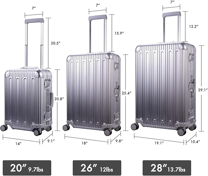 TRAVELKING All Aluminum Luggage Zipperless Hard Shell Suitcase - Image 7