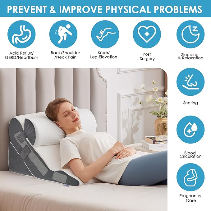 3PCS Bed Wedge Pillow for Headboard, Adjustable Wedge Pillow for Sleep Apnea - Image 2