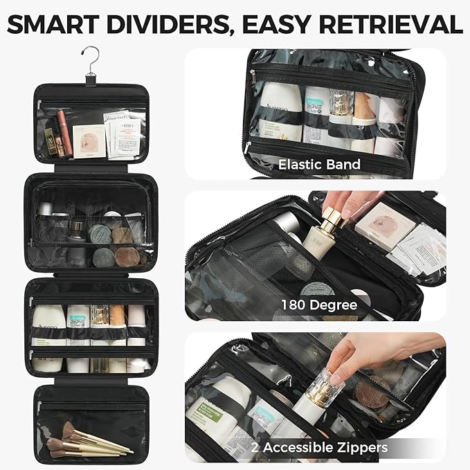 Toiletry Bag For women, Portable Hanging Organizer, 4 Leakproof Compartment for - Image 5