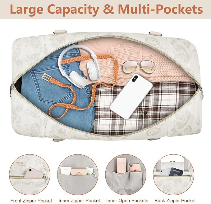 Weekender Bag for Women, Travel Duffel Bag Carry On Overnight Bag - Image 4