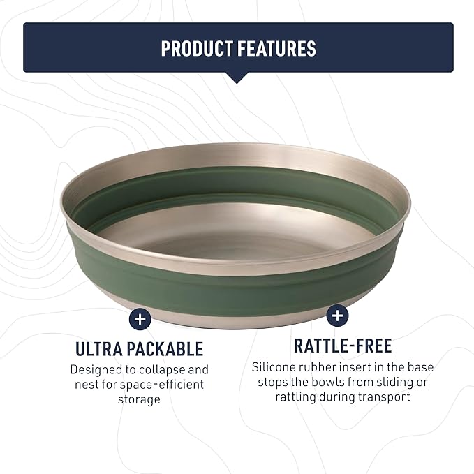 Sea to Summit Detour Stainless Steel Collapsible Bowl, Moonstruck Grey - Image 3