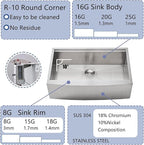 Farmhouse Sink 33 Inch, 33x22 Inch Apron Front Farmhouse Kitchen Sink, 16 Gauge - Image 6