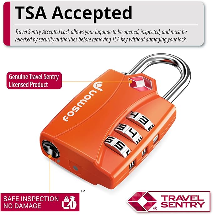 Fosmon TSA Accepted Luggage Locks, Open Alert Indicator 3 Digit Combination - Image 2