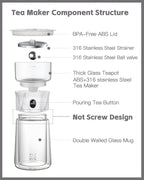 ZENS Modern One Touch Tea Maker, Glass Teapot - Image 6