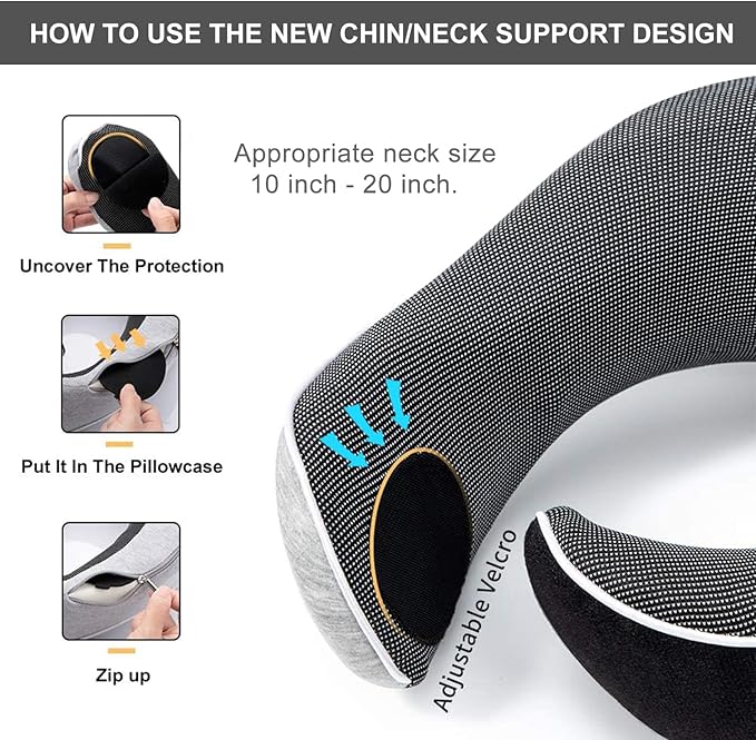 Travel Pillow, Best Memory Foam Neck Pillow Head Support Soft Pillow - Image 6