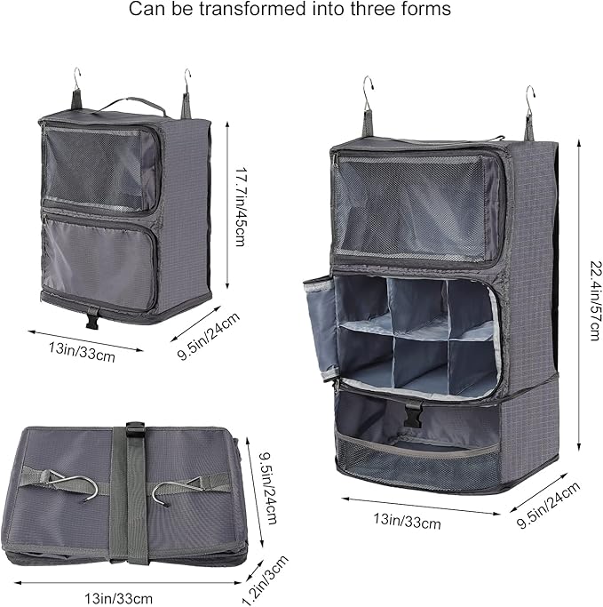 TABITORA Travel Portable Hanging Shelves Closet Organizer Packing Luggage - Image 4