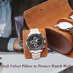 Watch Travel Case, Luxury Leather Watch Roll 2 Slot Organizer Box, Jewelry - Image 4