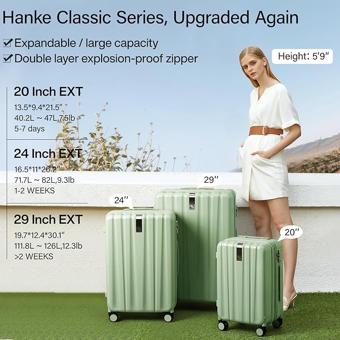 Hanke 29 Inch Expandable Checked Luggage Lightweight PC Hard Shell Luggage - Image 2