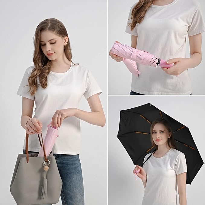 BAODINI Small UV Protection Travel Umbrella Compact - Image 4